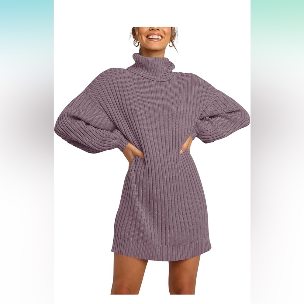 Women Turtleneck LongSleeve Oversized Sweater Dress